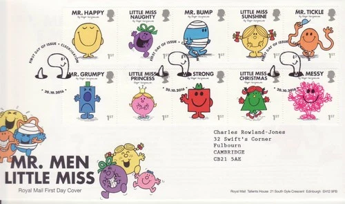 GB Stamps First Day Cover Mr Men & Little Miss, cartoon, book, happy  SHS 2016