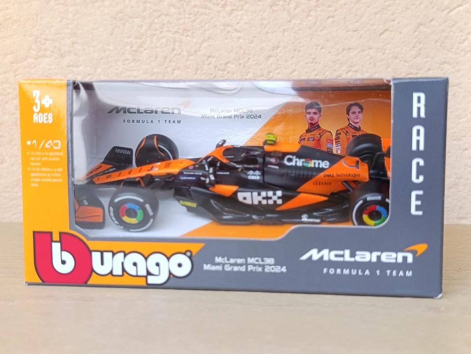 McLaren MCL38 2024 Lando Norris 1:43 Burago Modellino Formula 1 Die Cast - Immagine 2 di 4