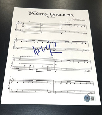 HANS ZIMMER SIGNED AUTOGRAPH SHEET MUSIC PIRATES OF THE CARIBBEAN BECKETT BAS X1