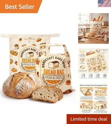 Vintage Print Beeswax Bread Bags, 2 Pack - 13''x17'' Eco-Friendly Baking Solution