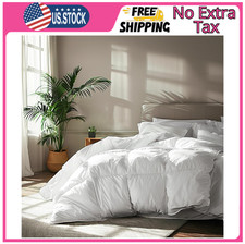 Serta Goose Feather Down Fiber Cotton Comforter Queen Size Full/Queen, White