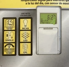 Indoor Digital Wall Switch Timer w/ Auto Daylight Adjusting plus Motion Sensor