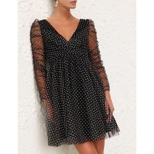 NWT ZIMMERMANN Ruched Polka Dot Tulle Dress 1 US6