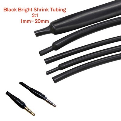 2:1 Glänzend Schwarz Φ1-20mm Schrumpfschlauch Audio Wire Heatshrink Tube Sleeve
