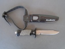 11" DIVE MASTER 420 Stainless Dive Knife with Plastic Sheath  Rubber Leg Strap