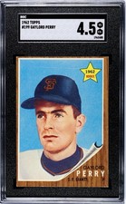 1962 TOPPS BASEBALL #199 GAYLORD PERRY SGC 4.5 ROOKIE RC Giants HOF