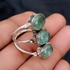 3 Aquamarine Gemstone  925 Sterling Silver Band & Statement Handmade  All Size