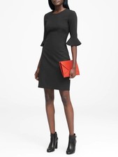 BANANA REPUBLIC Ponte Flutter Sleeve Dress 6 Black $129 364357