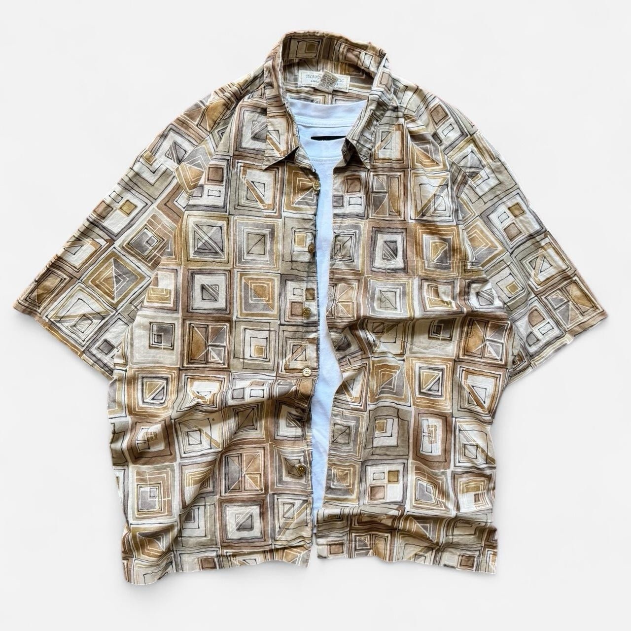 Vintage Unique Square Pattern Island Republic button up shirt