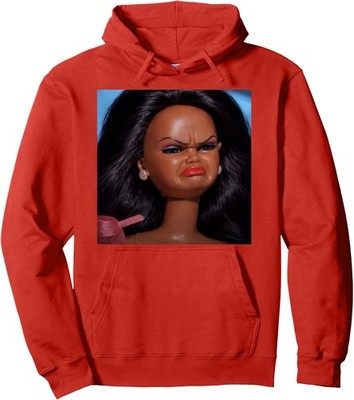Angry Disgusted Black Doll Face Meme Reaction Doll Unisex Hooded Sweatshirt