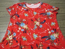 Womens red short sleeve floral shirt arrows f...