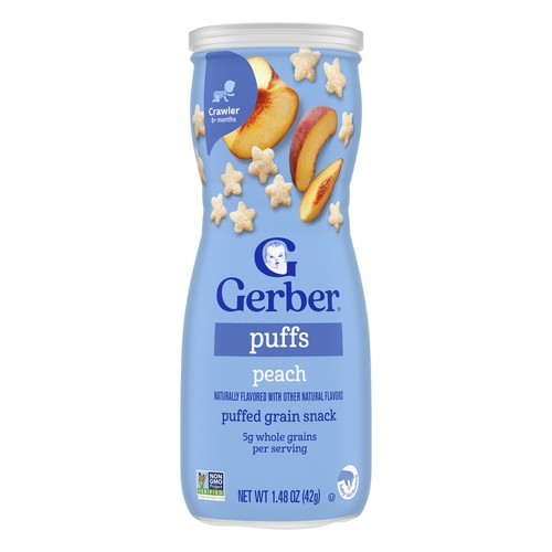 Puffs, Puffed Grain Snack, 8+ Months, Peach, 1.48 oz (42 g)