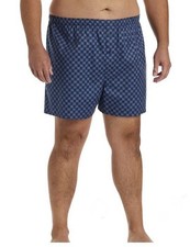 NEW Men's Harbor Bay Woven Boxers 3 Pack- 3XL Blue Checker Pattern Waist 50-52