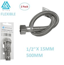 Viva 1/2" x 15mm Flexi Hose Tap Connector Basin - 500mm (Pack of 2)