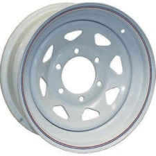 Americana 20740 8-Spoke Steel Wheel White W/ Stripes 16x6K BC: 6-5.5 Pilot: 4.27