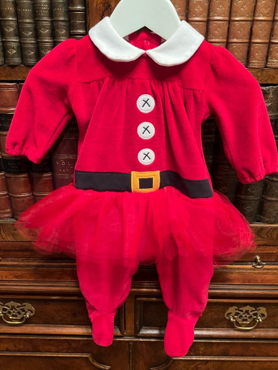 NEXT Baby Red Velour Father Christmas Tutu Babygrow Up to Months New - Main Image