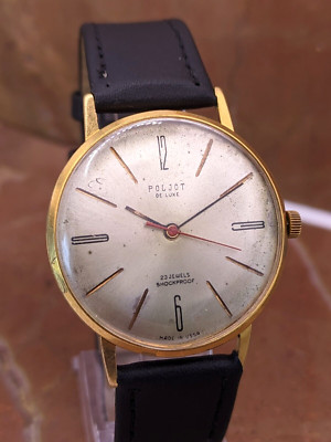 POLJOT De Luxe 23 Jewels Vintage Soviet mechanical mens watch Au 20 1 MChZ