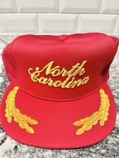 Vintage North Carolina Red Gold Snapback Trucker Hat State Never Worn