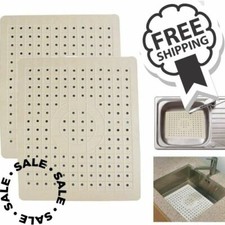 2 Pack of Kitchen Sink Mat Drain Pad Protector 10" x 12" Non Slip Rubber Durable