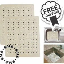 2 Pack of Kitchen Sink Mat Drain Pad Protector 10" x 12" Non Slip Rubber Durable