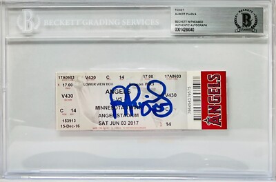 Albert Pujols Signed 600th HR Game Ticket 6/03/17 Beckett BAS 00014288040