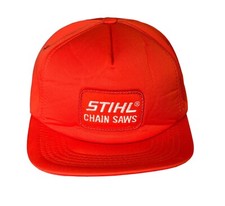 Vintage Stihl Chain Saws Orange All Foam Interior Snapback Hat Cap Great Color