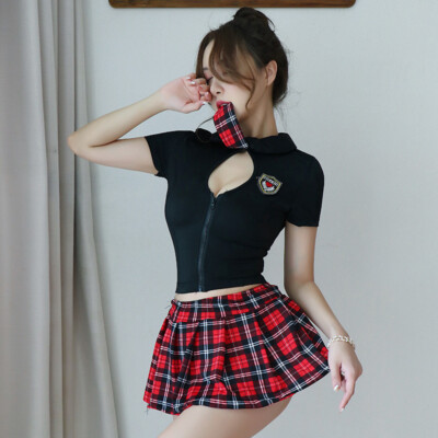 sexy student clothes Schoolgirl Tease 2 Piece Bedroom Costume Set - White/Blue main image 0