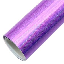 Purple Holographic Smooth FAUX LEATHER SHEET 8" x 12" Solid Shiny Soft Back