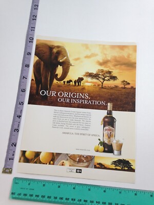 Print Ad / Magazine Clipping - Amarula cream liqueur elephants Africa photo ad