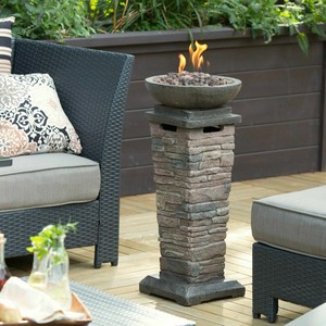 Outdoor Fire Pit Bowl Column Propane Gas Deck Patio Fireplace