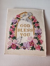 8X10 Finished Unframed Cross-stitch Pink/purple Flowers And Birds In Window