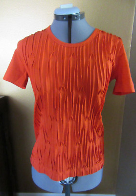 NWT Akris Punto Dark Orange Color Pleated Front T shirt, size 8 US (Medium)