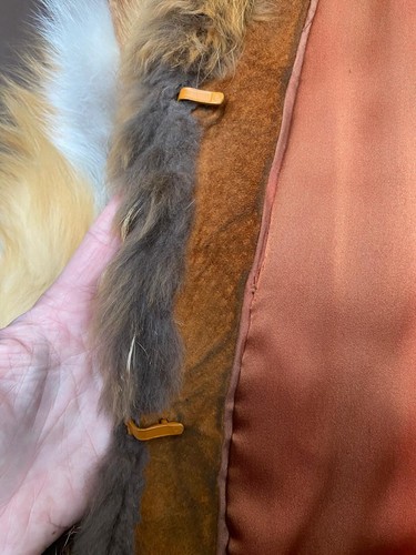 HIGGS FUR SIZE 10 RED FOX REAL FUR JACKET ON TAN SUEDE JACKET & COLLAR SCARF - Picture 20 of 23