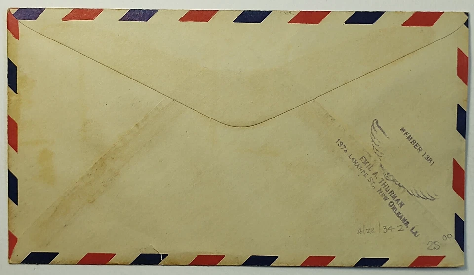 1934 U.S.S. Macon Passes Over Lake Pontchartrain New Orleans LA Airmail Cover - Image 2 of 2