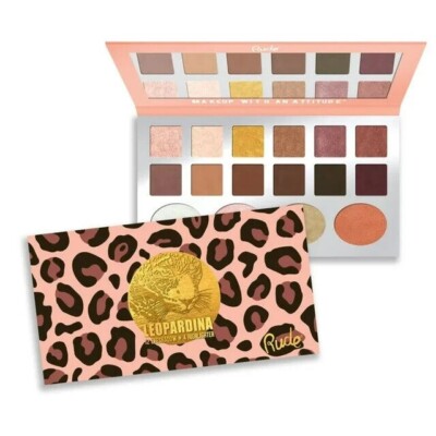 Rude Cosmetics NEW Leopardina 12 Eyeshadow + 4 Highlighter Palette NEW NO BOX