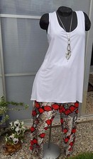 sexy Träger TOP ZipfelSHIRT MAGNA Lagenlook A-FORM Tunika ÜBERWURF"WEISS**44-62