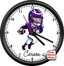 Personalized Name Boys Room Football Player Gift Art Team Custom Sign Wall Clock