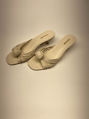 LARROUDE Womens The Valerie Leather Heeled Mule Sandals Sz 6