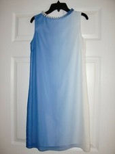 NWOT~BELLE BY BADGLEY MISHKA~LINED~BLUISH~NECKLACE~ZIP UP SLEEVELES DRESS size 2