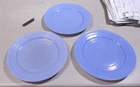 3 Depression Glass Hazel Atlas Moderntone 9" Dinner Plates  Blue Art Deco