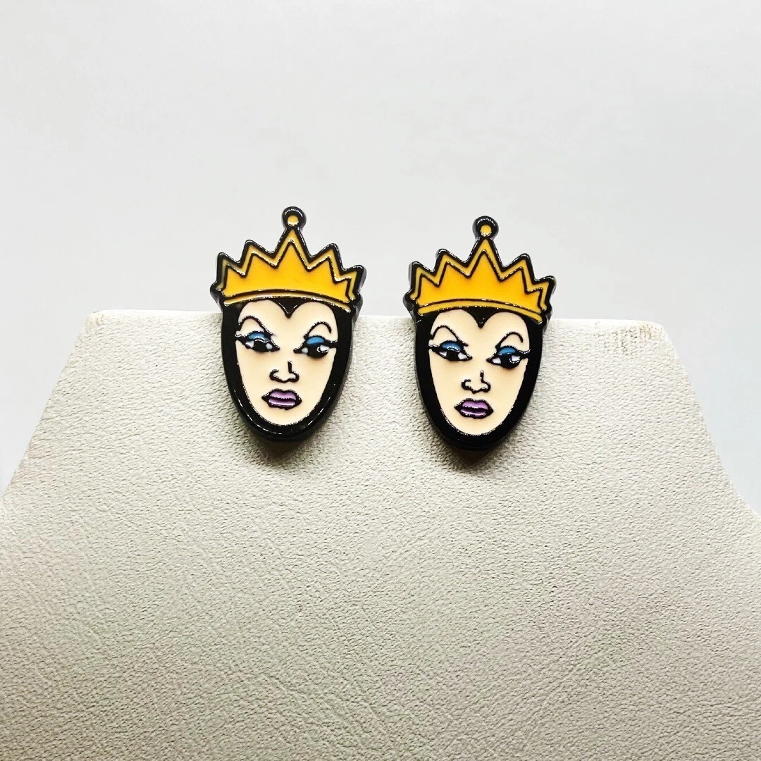 Earrings Disney Villain Witch Evil Queen Snow White Enamel Studs Halloween Goth
