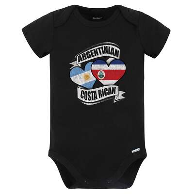 Argentinian Costa Rican Hearts Argentina Costa Rica Flags Baby Bodysuit (Black)