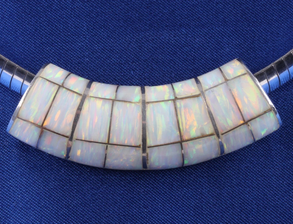 COLLAR COLGANTE PIEDRA ÓPALO ESTERLINA OMEGA FLEX COLLAR 35.6G 925 FINO 4567 Foto 2 de 4