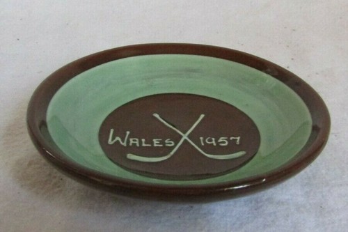 WALES CREIGIAU CARDIFF BROWN AND GREEN POTTERY SMALL BOWL DATED 1957 - Picture 2 of 3