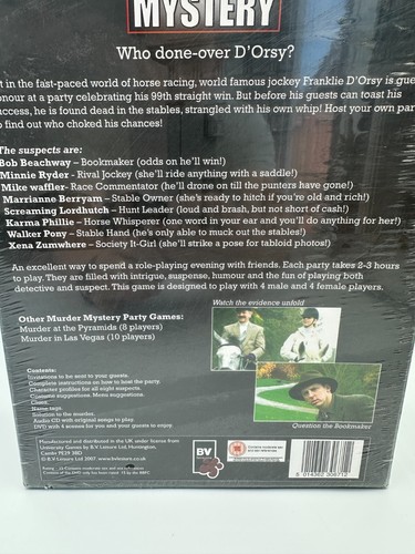 Murder At Berryam Stables Role Play Mystery Party Game 8 Players DVD & CD NEW - Picture 8 of 8