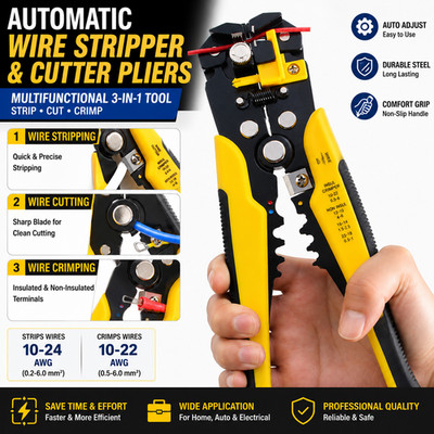 Automatische Abisolierzange Schneider Crimper Zange Elektrisches Kabel Terminal Werkzeug UK