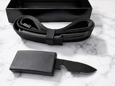 Mens Utility Belt with Knife Sheath Serrated Blade Nylon Camping Hiking Outdoor