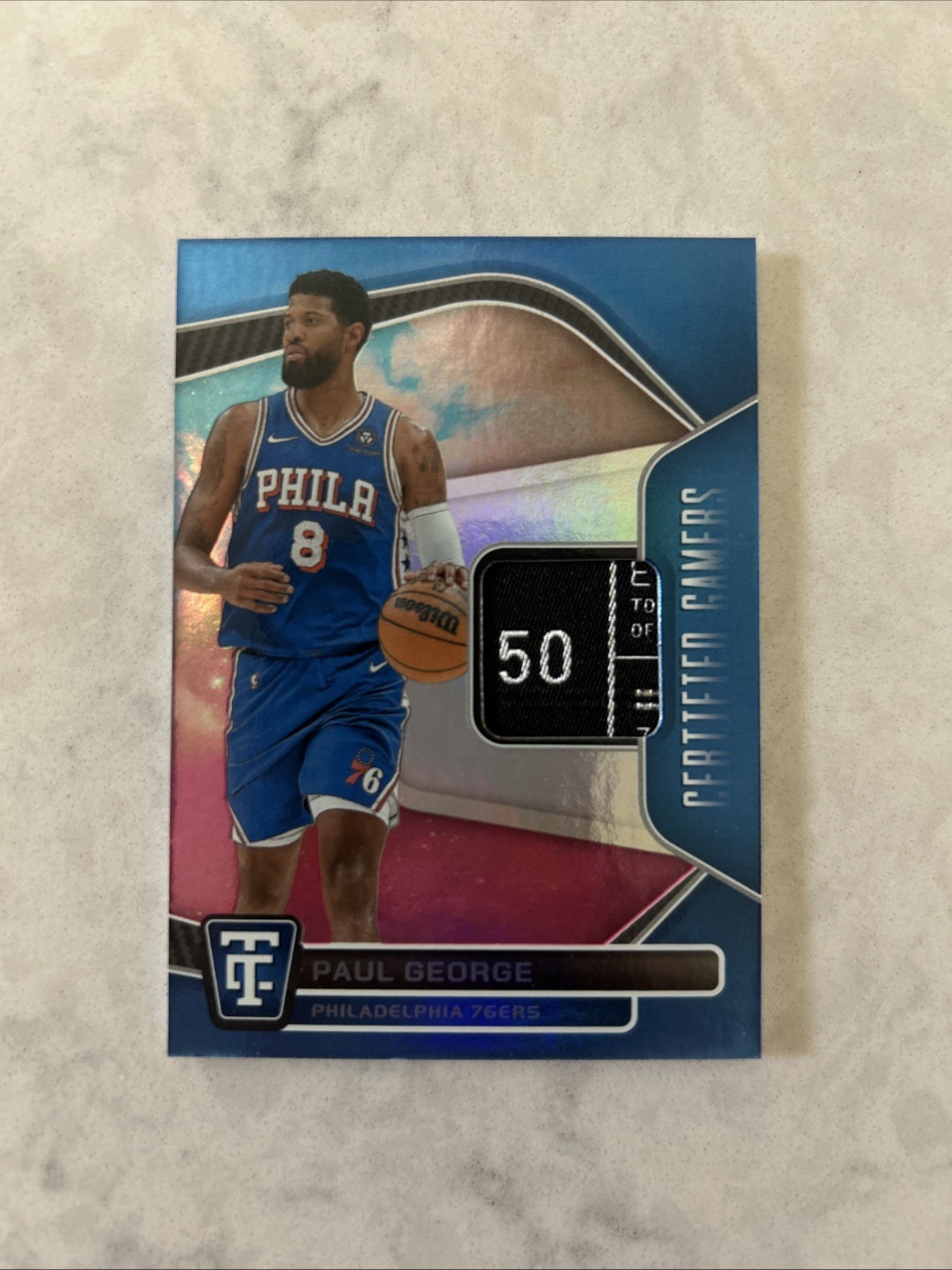 2024 - 25 Panini Totally Certified Paul George #CG-PLG 1/1 Game Worn Jersey Tag view 1