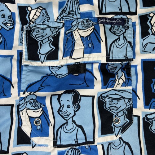Vintage Y2K Platinum Fubu Fat Albert All Over Print Blue Check Swim Shorts L - Imagen 11 de 18