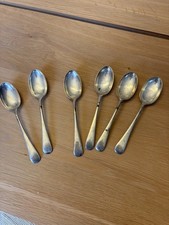 Set Of 6 Vintage Silver Plated Dessert Spoons By Walker & Hall 7”